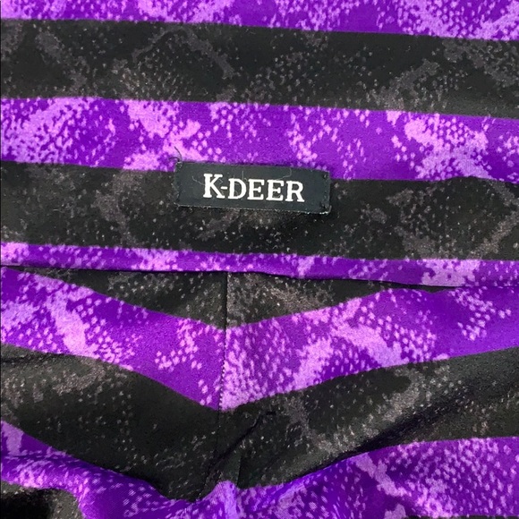 K-DEER Purple and Black Stripe Legging Medium - Picture 7 of 8